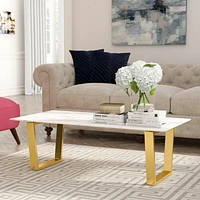 Stylish Coffee Table with Faux Marble Top and Luxe Gold Legs – Modern Elegance,Contemporary design, Stainless Steel legs.