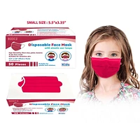 50-Piece 4-Ply Disposable Red Kids Face Masks