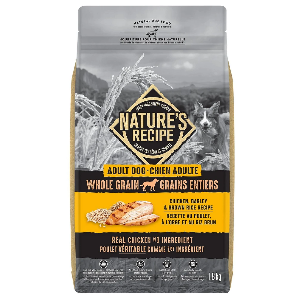 Nature’s Recipe Adult Whole Grain Chicken and Rice Recipe Dry Dog Food, 1.8kg-5.4kg