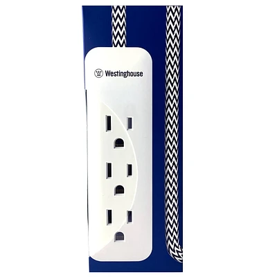 Westinghouse 3-Outlet Power Bar with 6 ft. Braided Fabric Cord, Westinghouse