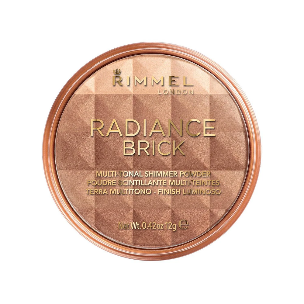 Rimmel Radiance Brick, ultra-fine, multi-tonal bronzing powder, soft shimmer effects, glamorous, healthy looking glow, 100% Cruelty-free, For a radiant, sun-kissed glow