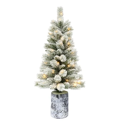 Holiday Time 3.5' Pre-lit Flocked Northern Fir Porch Tree, Green