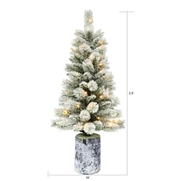 Holiday Time 3.5' Pre-lit Flocked Northern Fir Porch Tree, Green