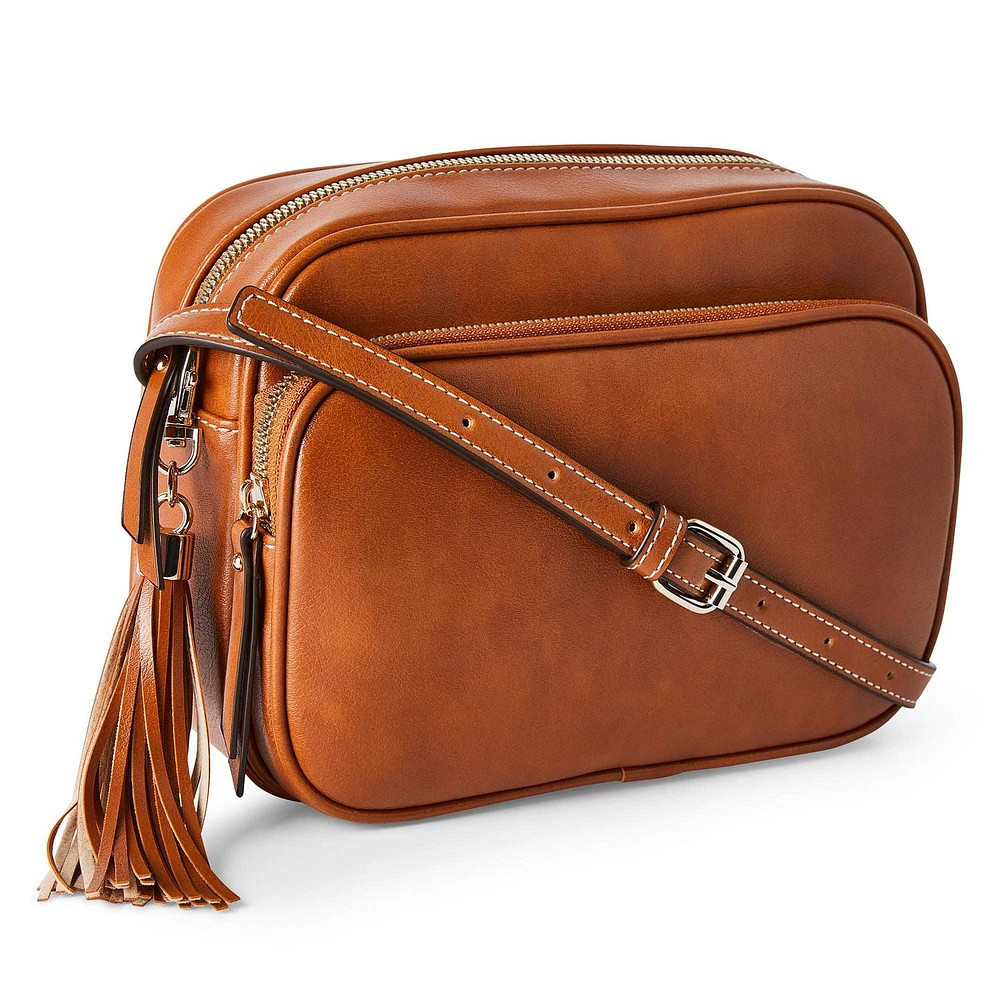 Petit sac à main en bandoulière avec pampille Time and Tru pour femmes Taille unique