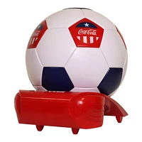 Coca-Cola Soccer Ball Mini Fridge, 5 Can Beverage Cooler White Red Black