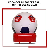 Coca-Cola Soccer Ball Mini Fridge, 5 Can Beverage Cooler White Red Black