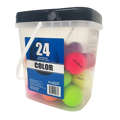 Matte Color Golf Balls Bucket, #10237, 24 recycled golf balls