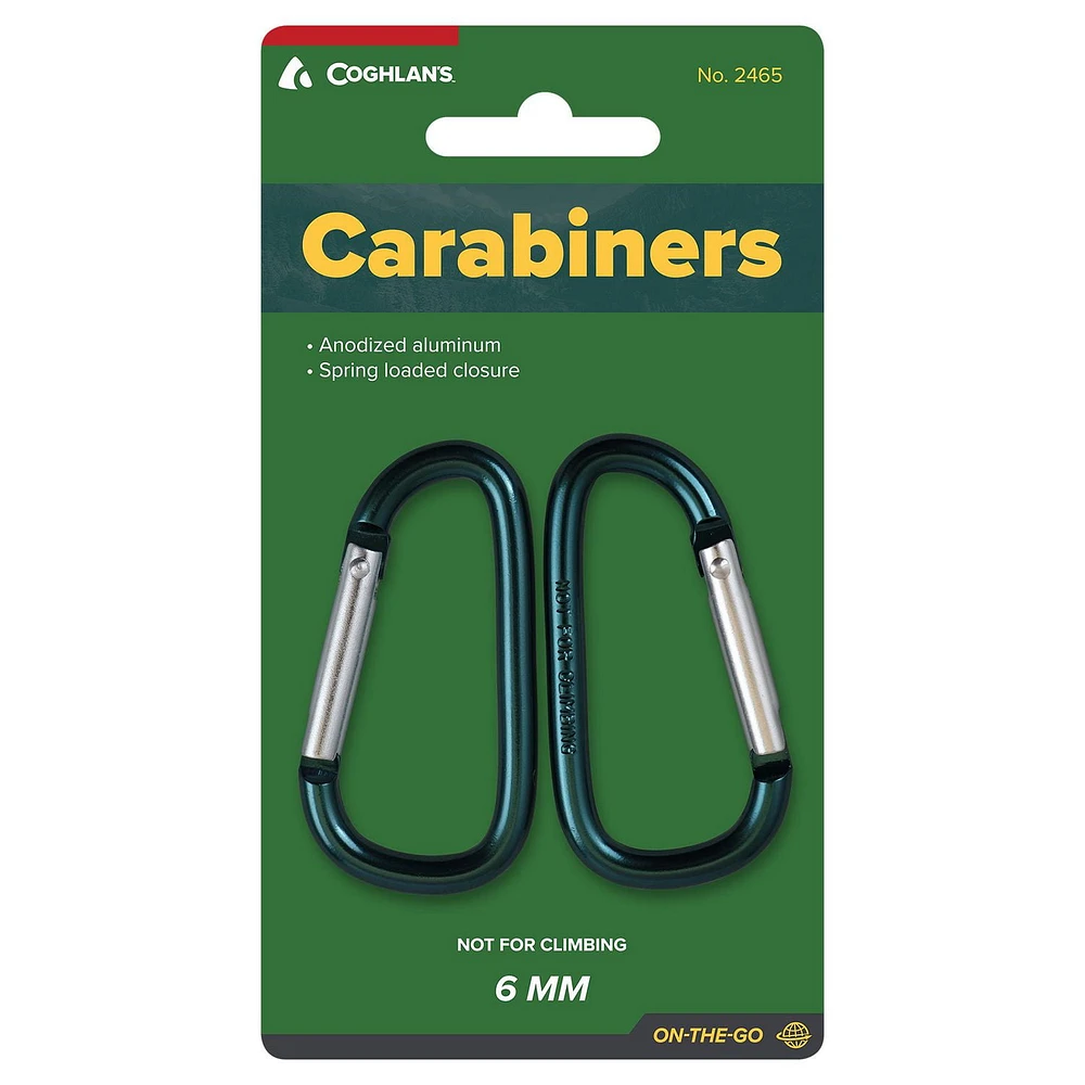 Coghlan's 6mm Carabiner 2 Pack , Teal, Aluminum and Up to 20 kg. load