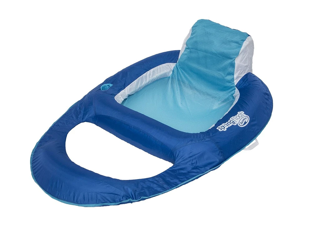 SwimWays Spring Float Recliner - Swim Lounger for Pool or Lake - Dark Blue/Light Blue