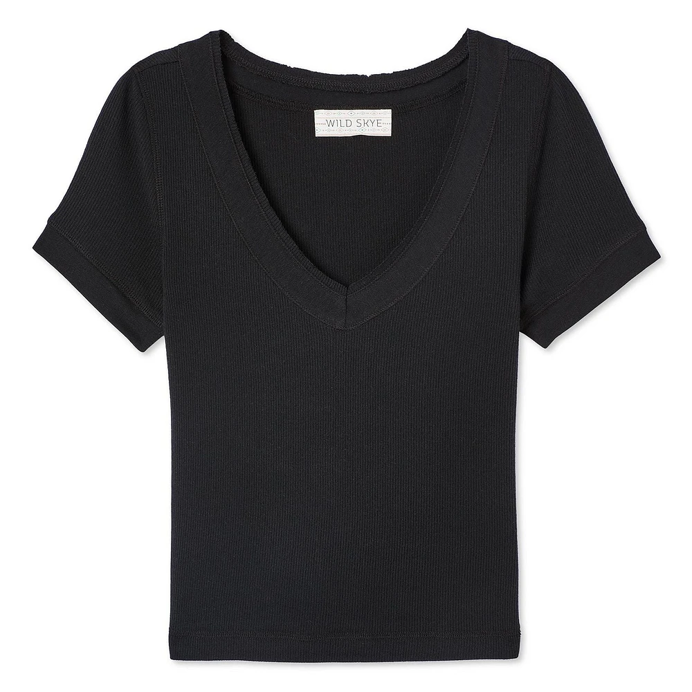 T-shirt avec encolure en V Wild Skye pour femmes Tailles TP–TG