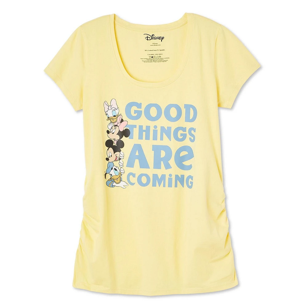 Disney Women's Maternity Mickey Mouse and Friends Ruched Tee