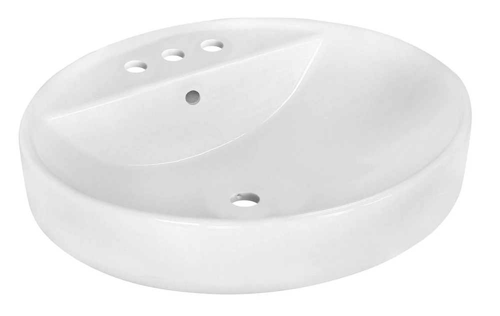 American Imaginations -in. W Above Counter White Bathroom Vessel Sink For 3H4-in. Center Drilling AI