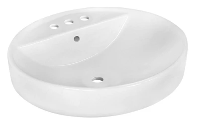 American Imaginations -in. W Above Counter White Bathroom Vessel Sink For 3H4-in. Center Drilling AI