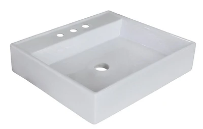 American Imaginations -in. W Above Counter White Bathroom Vessel Sink For 3H8-in. Center Drilling AI