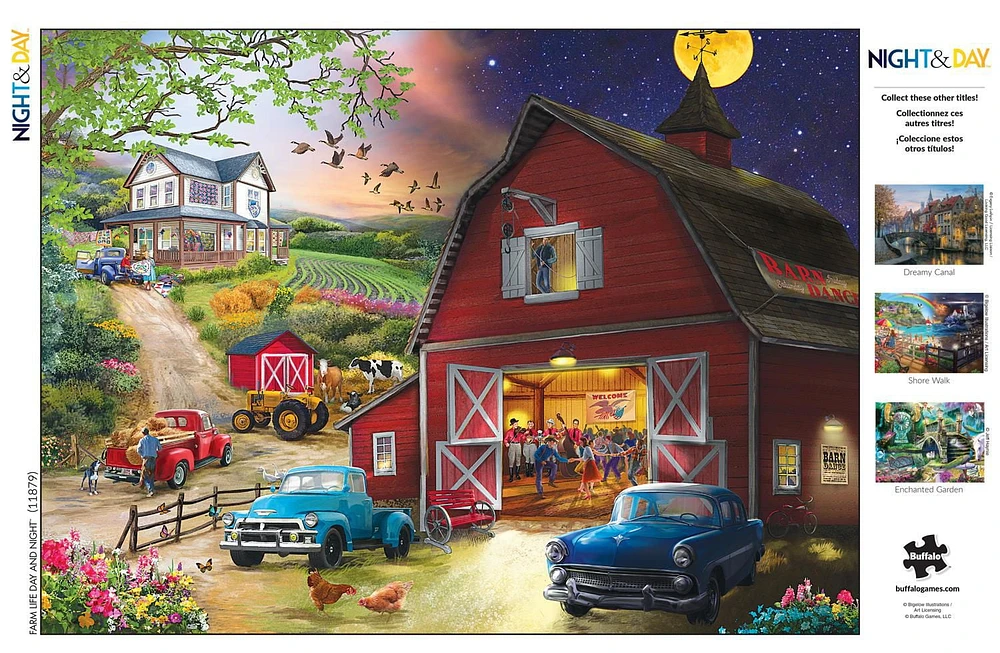 Buffalo Games - Night & Day - Farm Life Day & Night - 1000 Piece Jigsaw Puzzle