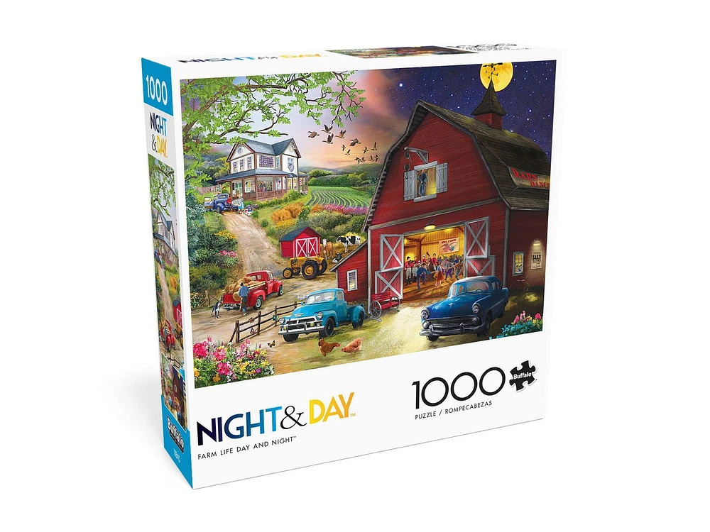 Buffalo Games - Night & Day - Farm Life Day & Night - 1000 Piece Jigsaw Puzzle