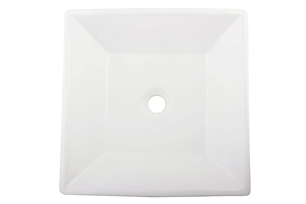 American Imaginations 16.375-in. W Above Counter White Bathroom Vessel Sink For Deck Mount Center Drilling AI-27742