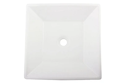 American Imaginations 16.375-in. W Above Counter White Bathroom Vessel Sink For Deck Mount Center Drilling AI-27742