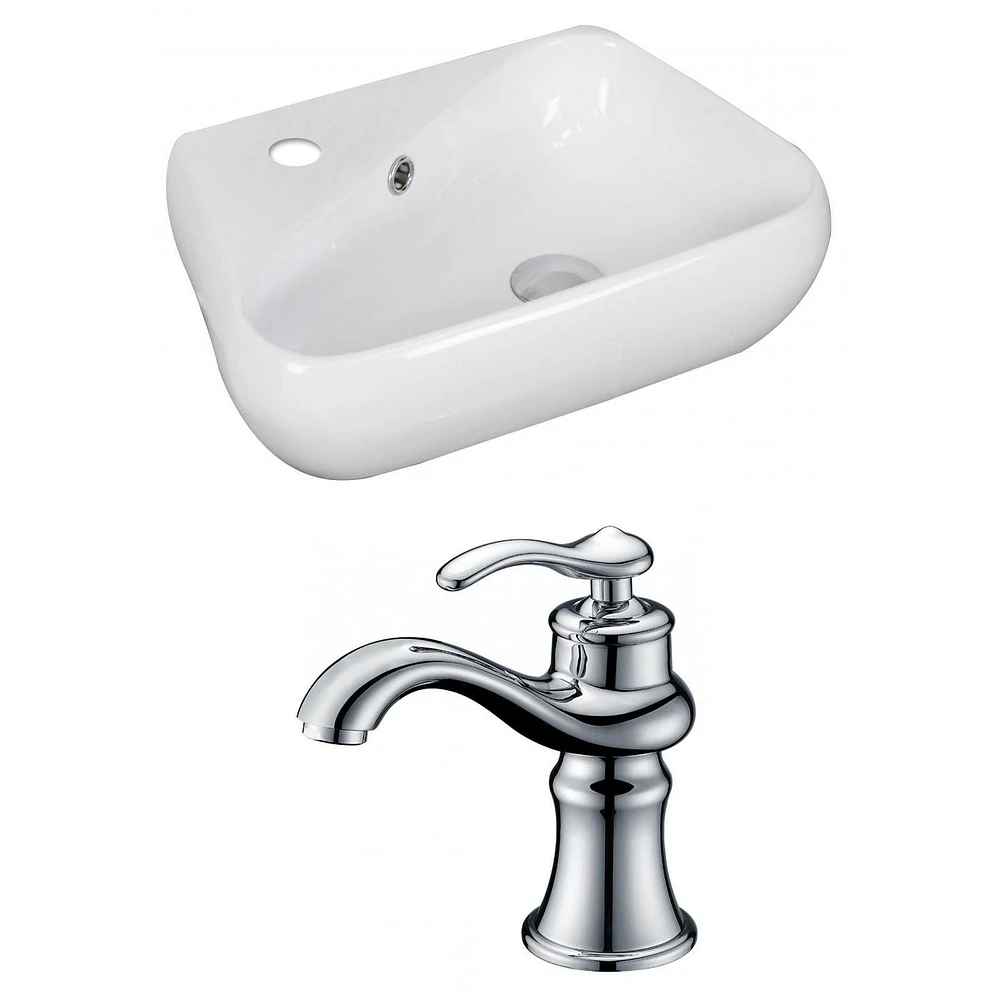 American Imaginations -in. W Above Counter White Bathroom Vessel Sink Set For 1 Hole Left Faucet AI