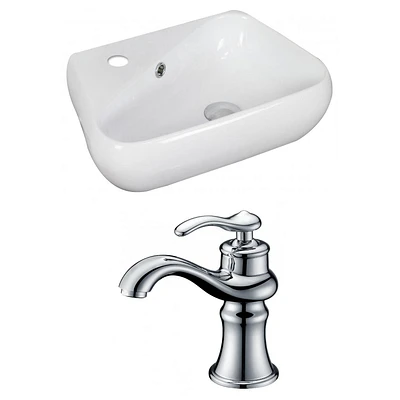 American Imaginations -in. W Above Counter White Bathroom Vessel Sink Set For 1 Hole Left Faucet AI