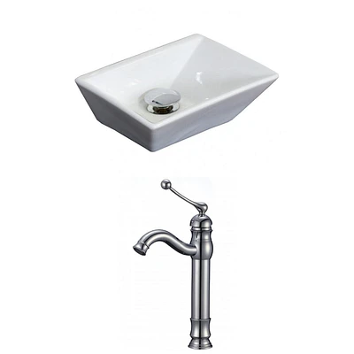 American Imaginations -in. W Above Counter White Bathroom Vessel Sink Set For Deck Mount Drilling AI