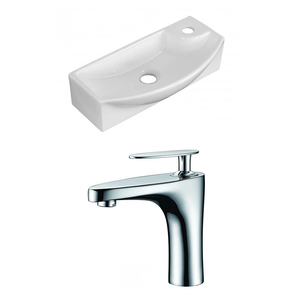 American Imaginations -in. W Above Counter White Bathroom Vessel Sink Set For 1 Hole Right Faucet AI