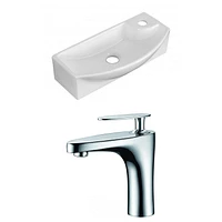 American Imaginations -in. W Above Counter White Bathroom Vessel Sink Set For 1 Hole Right Faucet AI