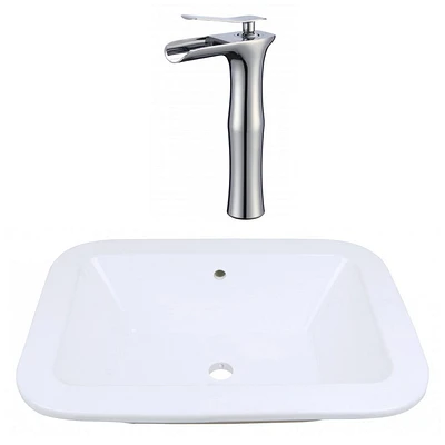 American Imaginations 21.75-in. W Undermount White Bathroom Vessel Sink Set For Deck Mount Drilling AI-22479