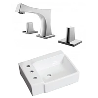 American Imaginations 16.25-in. W Wall Mount White Bathroom Vessel Sink Set For 3H8-in. Left Faucet AI