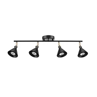 Tristan 4-Light Track Lighting, Matte Black, Matte Brass Accents