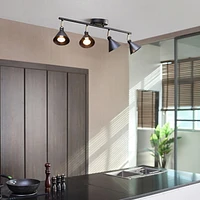 Tristan 4-Light Track Lighting, Matte Black, Matte Brass Accents