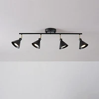 Tristan 4-Light Track Lighting, Matte Black, Matte Brass Accents