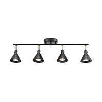 Tristan 4-Light Track Lighting, Matte Black, Matte Brass Accents