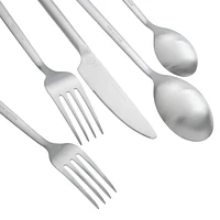 Better Homes & Gardens Holden Stainless Steel 20 Piece Flatware Set Satin Silver, BHG 20 Pc Satin Flatware Set