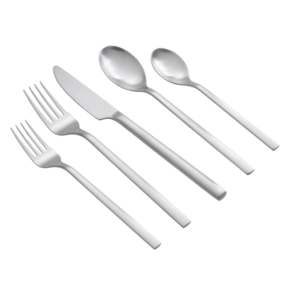 Better Homes & Gardens Holden Stainless Steel 20 Piece Flatware Set Satin Silver, BHG 20 Pc Satin Flatware Set