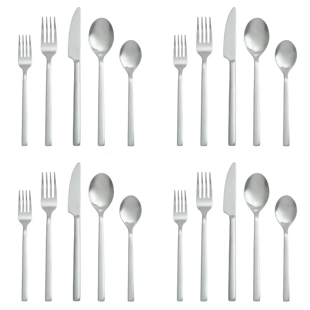 Better Homes & Gardens Holden Stainless Steel 20 Piece Flatware Set Satin Silver, BHG 20 Pc Satin Flatware Set