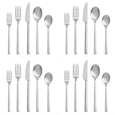 Better Homes & Gardens Holden Stainless Steel 20 Piece Flatware Set Satin Silver, BHG 20 Pc Satin Flatware Set