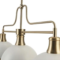 Beckett 3-Light Linear Chandelier, Matte White, Matte Brass Accents