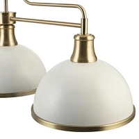 Beckett 3-Light Linear Chandelier, Matte White, Matte Brass Accents