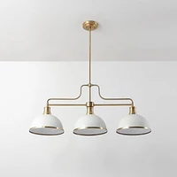 Beckett 3-Light Linear Chandelier, Matte White, Matte Brass Accents