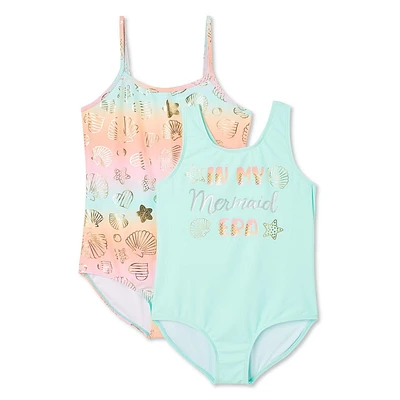 Btween Girls' Swimsuit 2-Pack