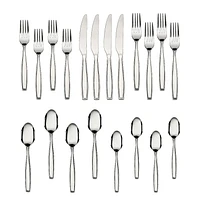 Mainstays Fairport 20 Piece Stainless Steel Flatware Set, Silver, Tableware Service for 4, Mainstays Fairport 20 Piece