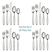 Mainstays Fairport 20 Piece Stainless Steel Flatware Set, Silver, Tableware Service for 4, Mainstays Fairport 20 Piece