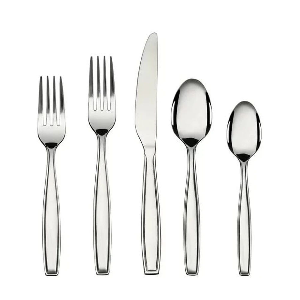 Mainstays Fairport 20 Piece Stainless Steel Flatware Set, Silver, Tableware Service for 4, Mainstays Fairport 20 Piece