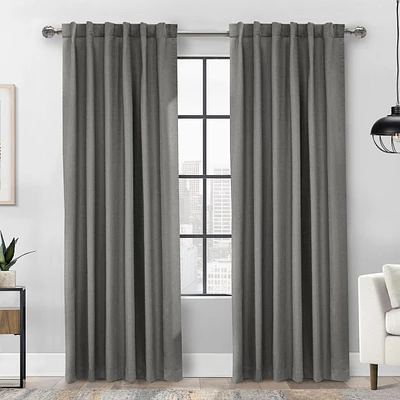 Baker 100% Blackout Back Tab Curtain Panel 52" x 84" in Silver