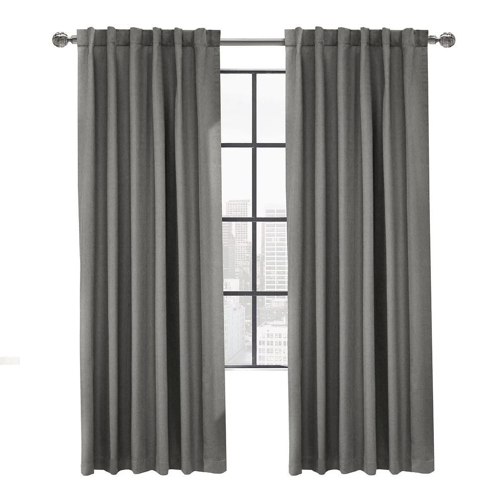 Baker 100% Blackout Back Tab Curtain Panel 52" x 84" in Silver