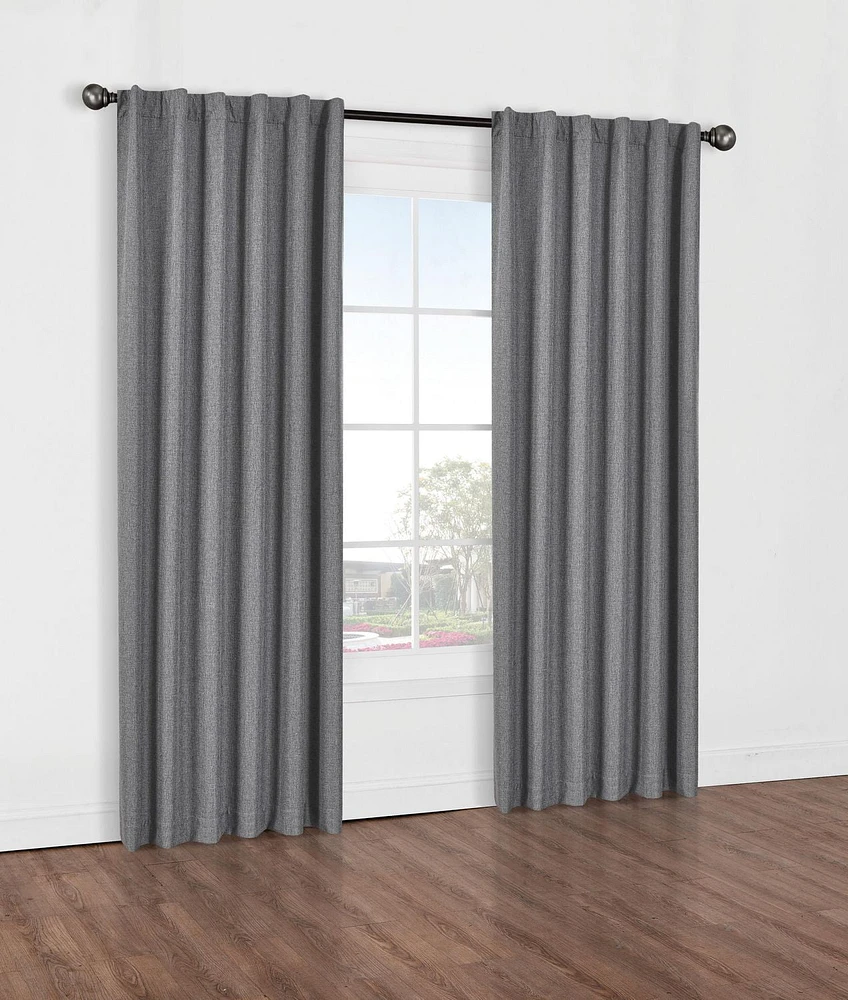 Baker 100% Blackout Back Tab Curtain Panel 52" x 84" in Silver