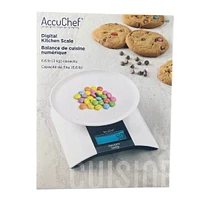 AccuChef Digital Kitchen Scale, White, Plastic, Model 2325, 6.6lb (3 kg) Capacity