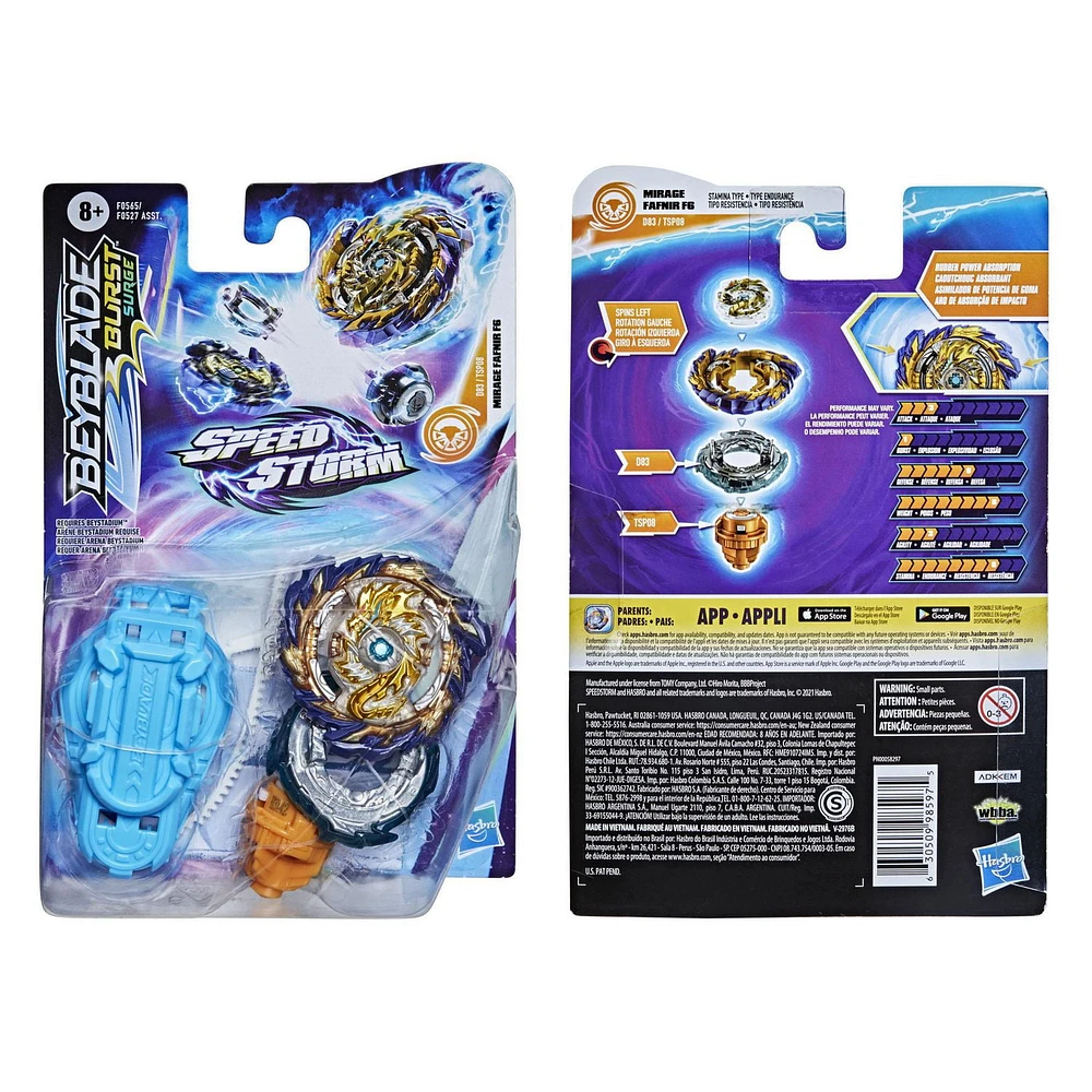 Beyblade Burst Surge Speedstorm Mirage Fafnir F6 Spinning Top Starter Pack -- Battling Game Top Toy with Launcher