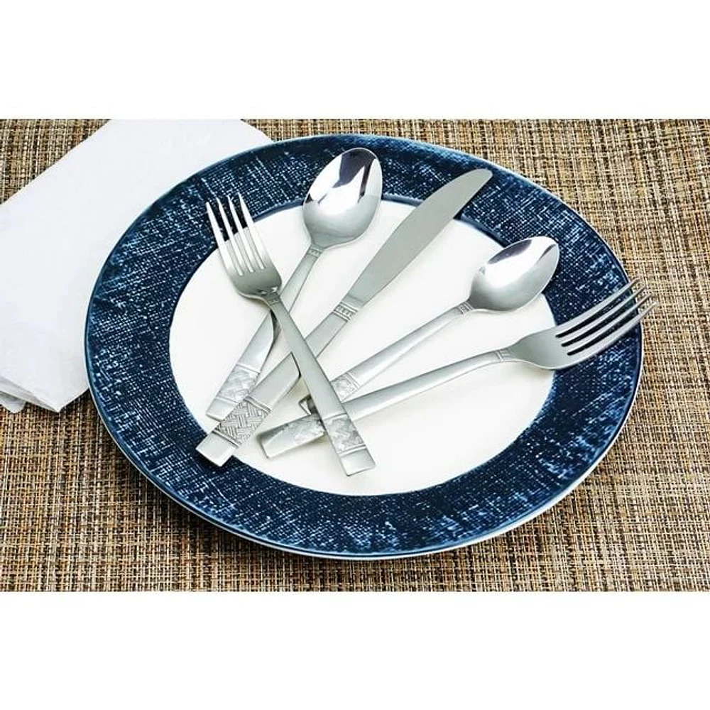 Mainstays Pierremont 20-Piece Stainless Steel Flatware Set, Silver, Service for 4, MS Pierremont 20 Pc Flatware